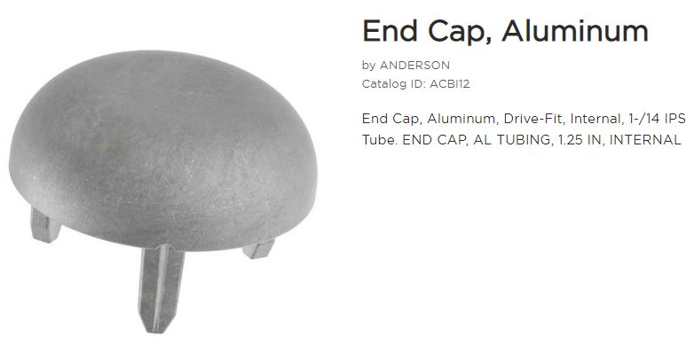 End Cap Aluminum Tubing